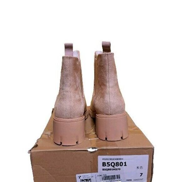 ZBY Juliet Holy Women's Tan Brushed Lug Sole Platform Ankle Combat Boots 7 - Picture 3 of 5